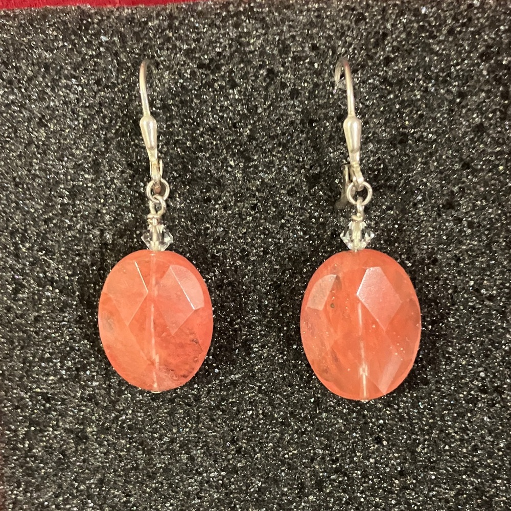 Elegant Silver and Orange Earrings